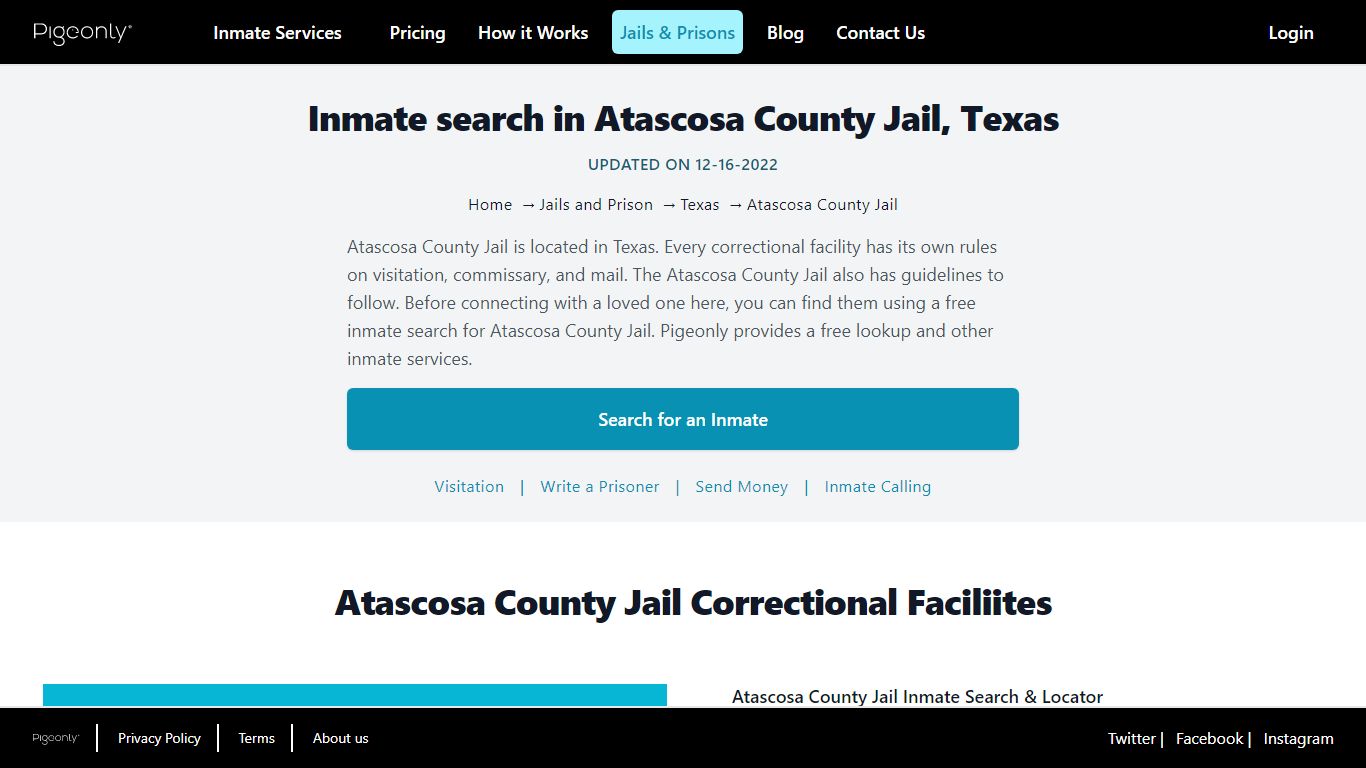 Inmate Search Atascosa County Jail, Texas | Pigeonly